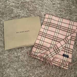 Pink Burberry checkered scarf